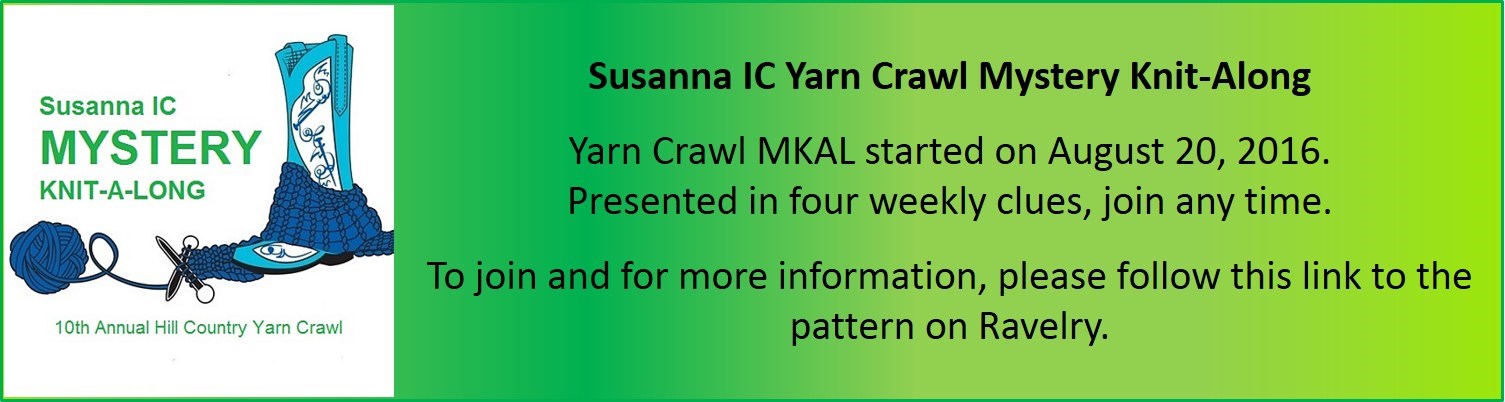 Yarn Crawl Mystery Knit-A-Long by Susanna IC, photo © Susanna IC, Yarn Crawl MKAL will be presented in four weekly clues