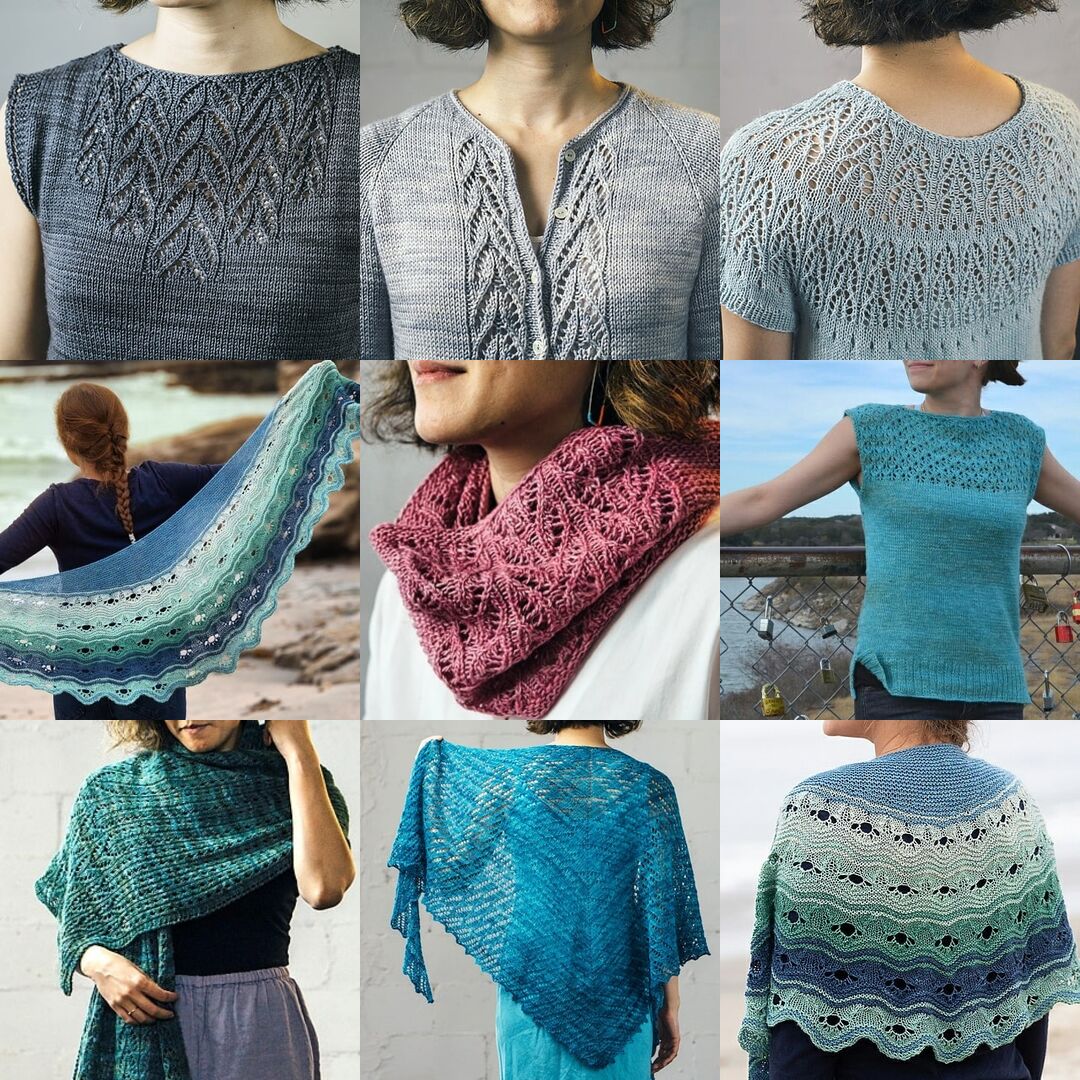 Susanna IC Instagram best nine of 2019: Arequita Tunic, Meseta Cardigan, Cascadas Tee, Maritima, Ceibo Cowl, Vanora, Ombu Stole, Lluvia Shawl, Maritima; photo © ArtQualia Susanna IC Instagram best nine of 2019: Arequita Tunic, Meseta Cardigan, Cascadas Tee, Maritima, Ceibo Cowl, Vanora, Ombu Stole, Lluvia Shawl, Maritima; photo © ArtQualia