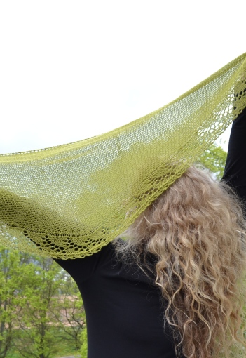 Aurita Shawl/Wrap by Susanna IC; Published in ArtQualia Designs and EarthFaire; Photo &copy; Susanna IC; Spring kinitting pattern