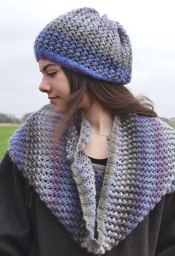 Nebel Hat & Cowl by Susanna IC; Published in Artqualia Designs by Susanna IC and PLY Magazine, Winter 2015; Photo &copy; Susanna IC