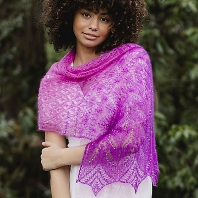Blostma Stole by Susanna IC; Published in Botanic: Nature-Inspired Lace, Knit Picks Website, June 2023; Photo © Knit Picks