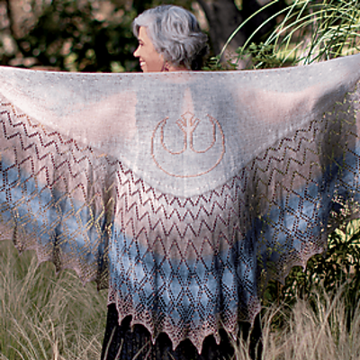 Rebel Alliance Shawl by Susanna IC, Star Wars Knitting the Galaxy: The Official Star Wars Knitting Pattern Book, January 2021, photo © Insight Editions